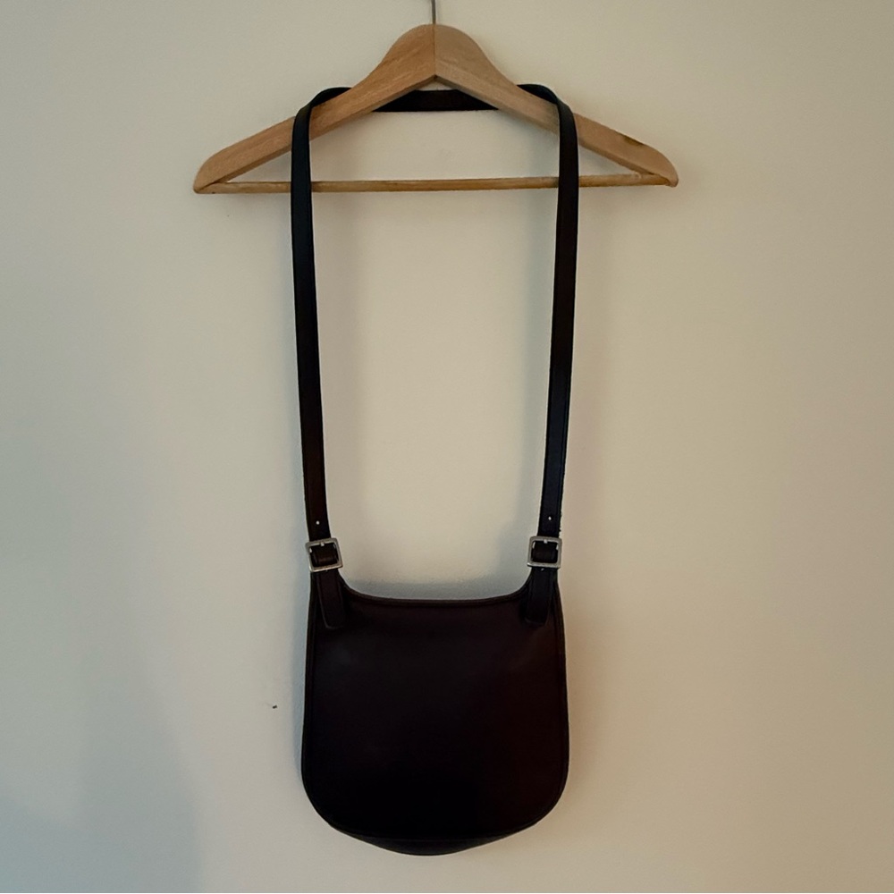 Vintage Coach 9135 Slim Hippie Flap Leather Saddle Bag Dark Brown K9P-9135